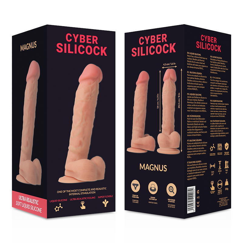 CYBER SILICOCK - STRAP-ON MAGNUS LIQUID SILICONE WITH 3 RINGS FREE 20.5 CM -O- 4.1 CM