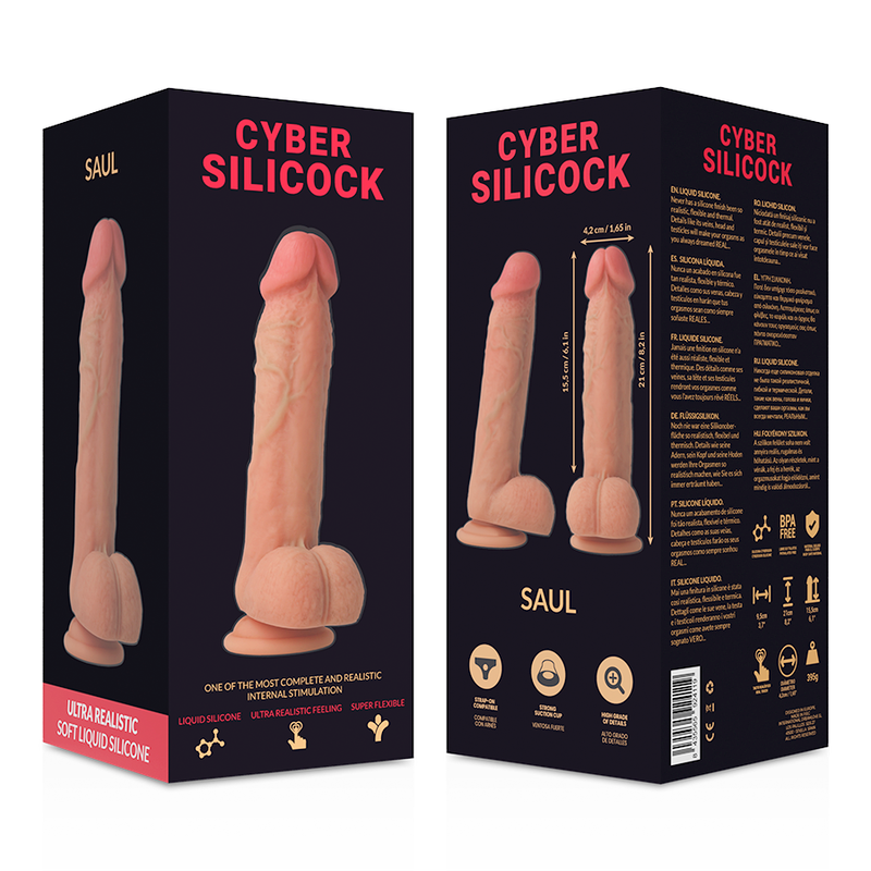 CYBER SILICOCK - STRAP-ON SAUL LIQUID SILICONE WITH 3 RINGS FREE 15.5 CM -O- 4.2 CM