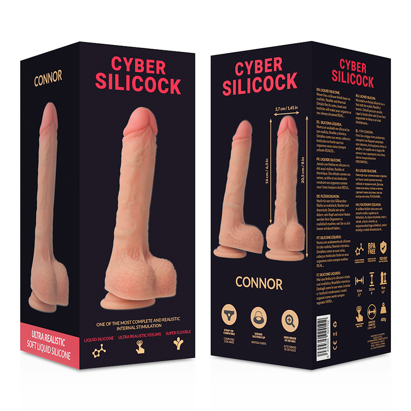 CYBER SILICOCK - STRAP-ON CONNOR LIQUID SILICONE WITH 3 RINGS FREE 20.5 CM -O- 3.7 CM