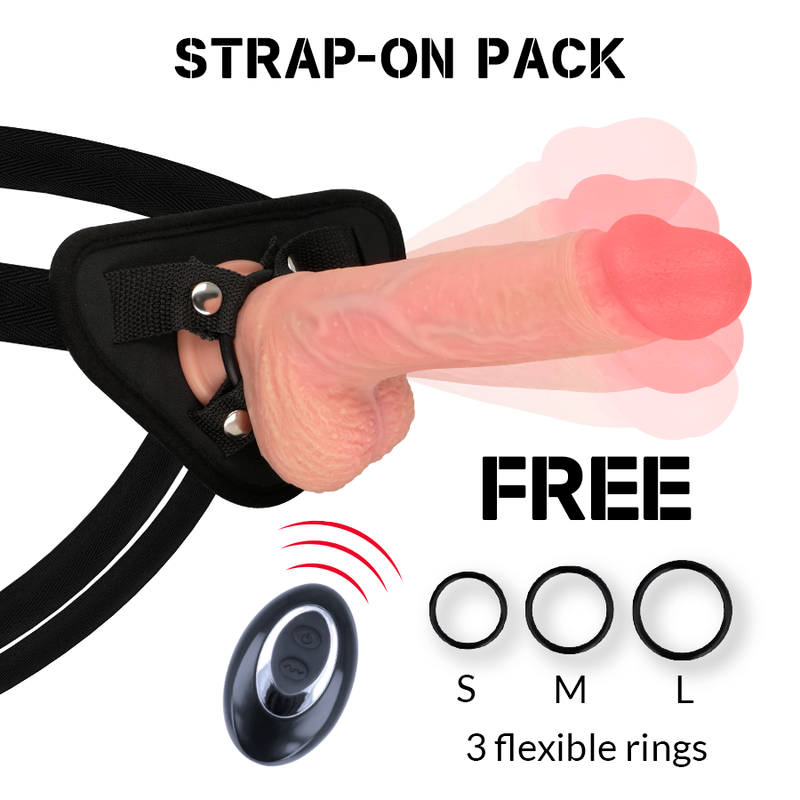 ROCKARMY - HARNESS + LIQUID SILICONE VIBRATOR PREMIUM APACHE REMOTE CONTROL 20.5 CM -O- 4.62 CM