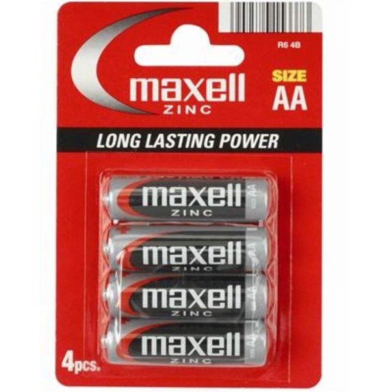 MAXELL - PILA SALINA MANGANESO AA R6 * 4 UNITS